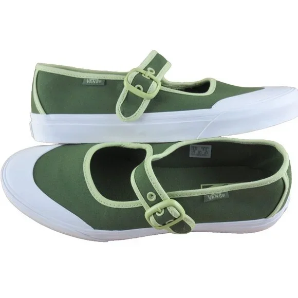 Vans Women's Mary Jane Ballerina Green White Canvas adjustable Shoes Size 8 NIB - Picture 7 of 7